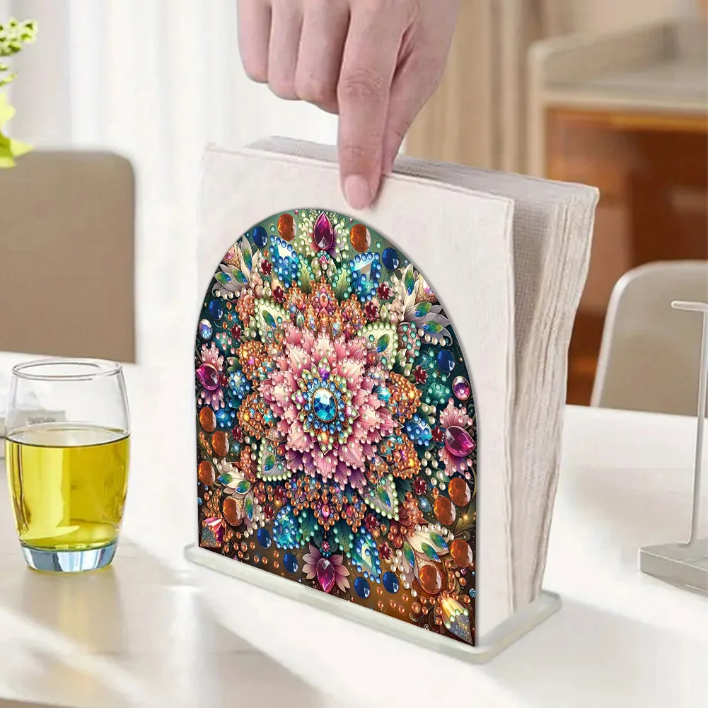 DIY Acrylic Mandala Diamond Painting Paper Towel Holder for Home Art Crafts
