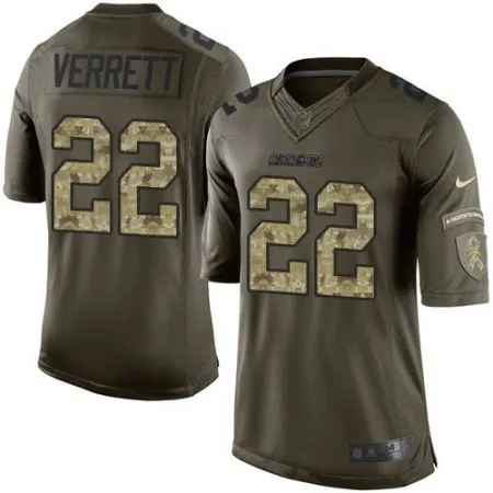 Chargers #22 Jason Verrett Green Men's Stitched NFL Limited Salute to Service Jersey