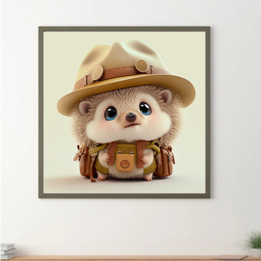 Full Round Diamond Painting 30*30cm - Little Detective Hedgehog