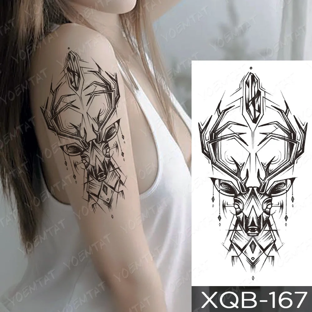 Waterproof Temporary Tattoo Sticker Rose Snake Flower Tattoos Lace Tiger Dragon Body Art Arm Fake Sleeve Tatoo Women