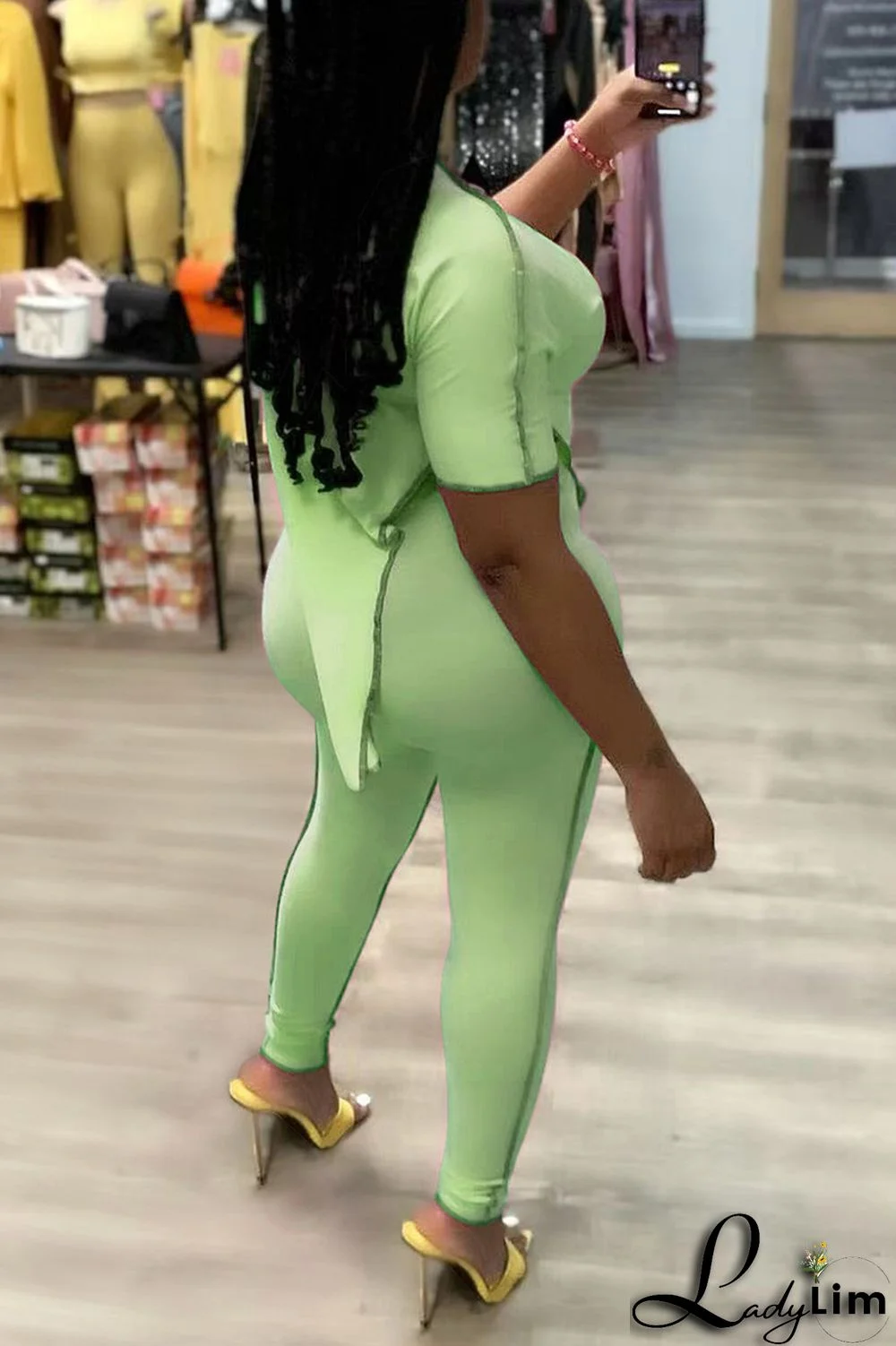 Pink Fashion Casual Print Asymmetrical O Neck Short Sleeve Two Pieces