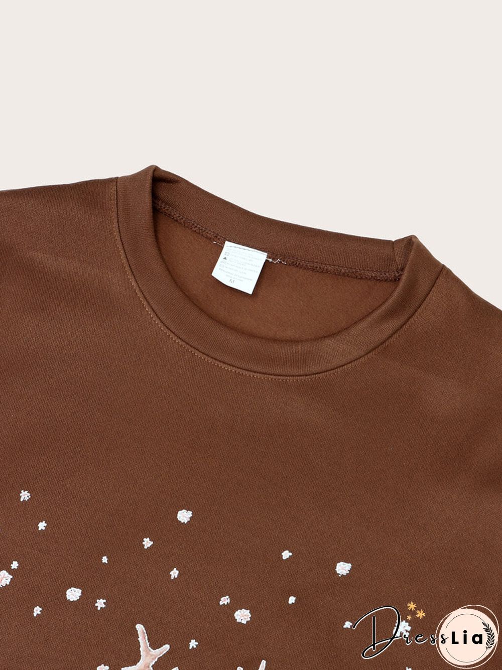 Christmas Cartoon Print Casual O-neck Loose Sweatshirt