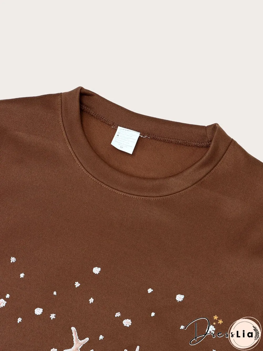 Christmas Cartoon Print Casual O-neck Loose Sweatshirt