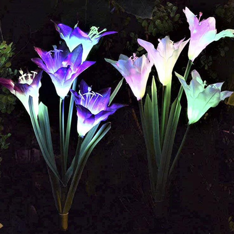 Solar Flower Lights, New Upgraded Multi-Color Solar Outdoor Lily Lights (2 Pack, Waterproof 7 Color)