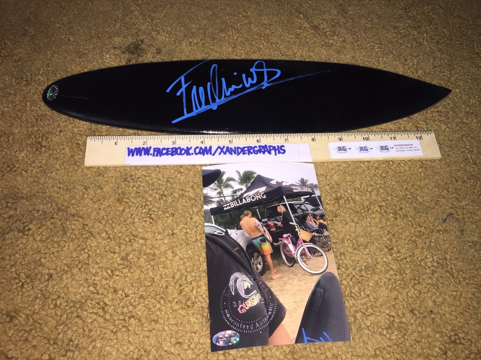 FREDERICO MORAIS SIGNED AUTOGRAPHED CUSTOM BLACK 15 1/2 SURFBOARD-PROOF-COA