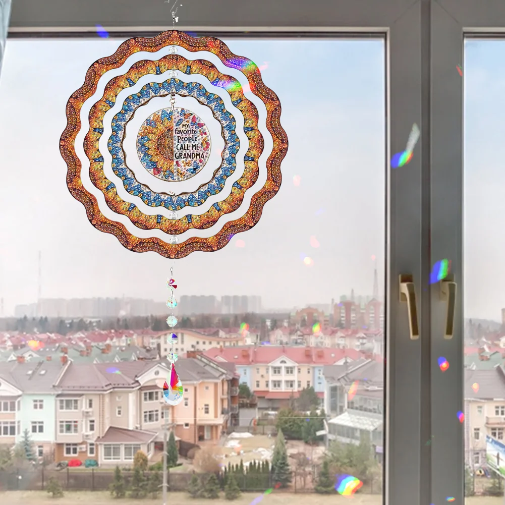Diamond Painting Rotating Wind Chime Diamond Art Hanging Pendant (Sunflower A)