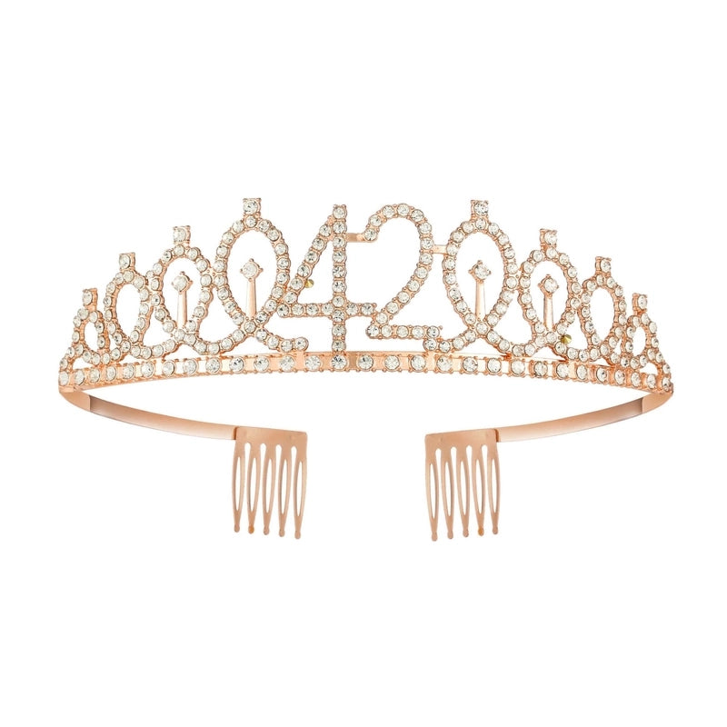 Women’s IG Style Shiny Number Crown Alloy Hollow Out Inlay Rhinestones Crown