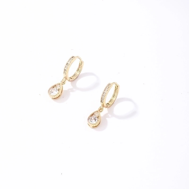 1 Pair Casual Sweet Minimalist Round Water Droplets Plating Inlay 304 Stainless Steel Copper Zircon Gold Plated Drop Earrings