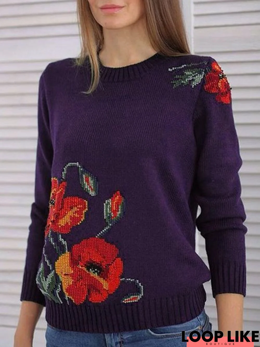 Floral Long Sleeve Sweater