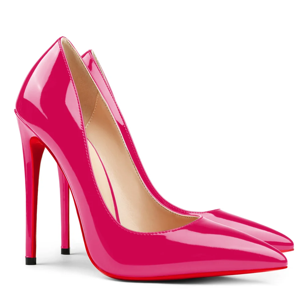 120mm Red Bottom Women's Pointy Toe Party Wedding Patent High Heels-MERUMOTE