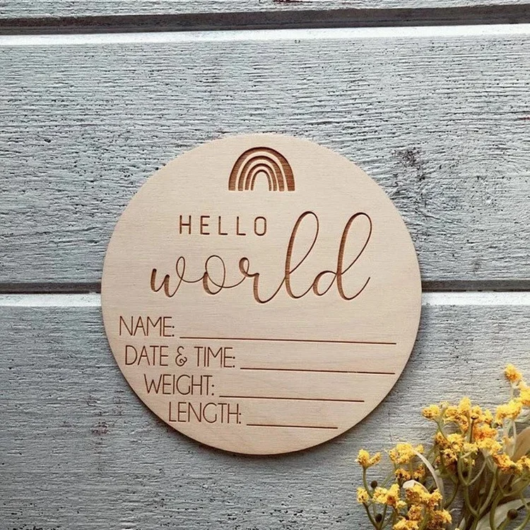HELLO WORLD Baby Wooden Milestone