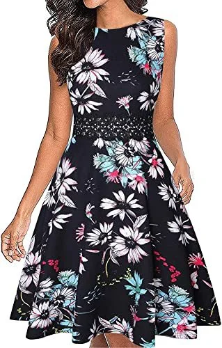 Brownm New Round Neck Women's Summer Lace Dress