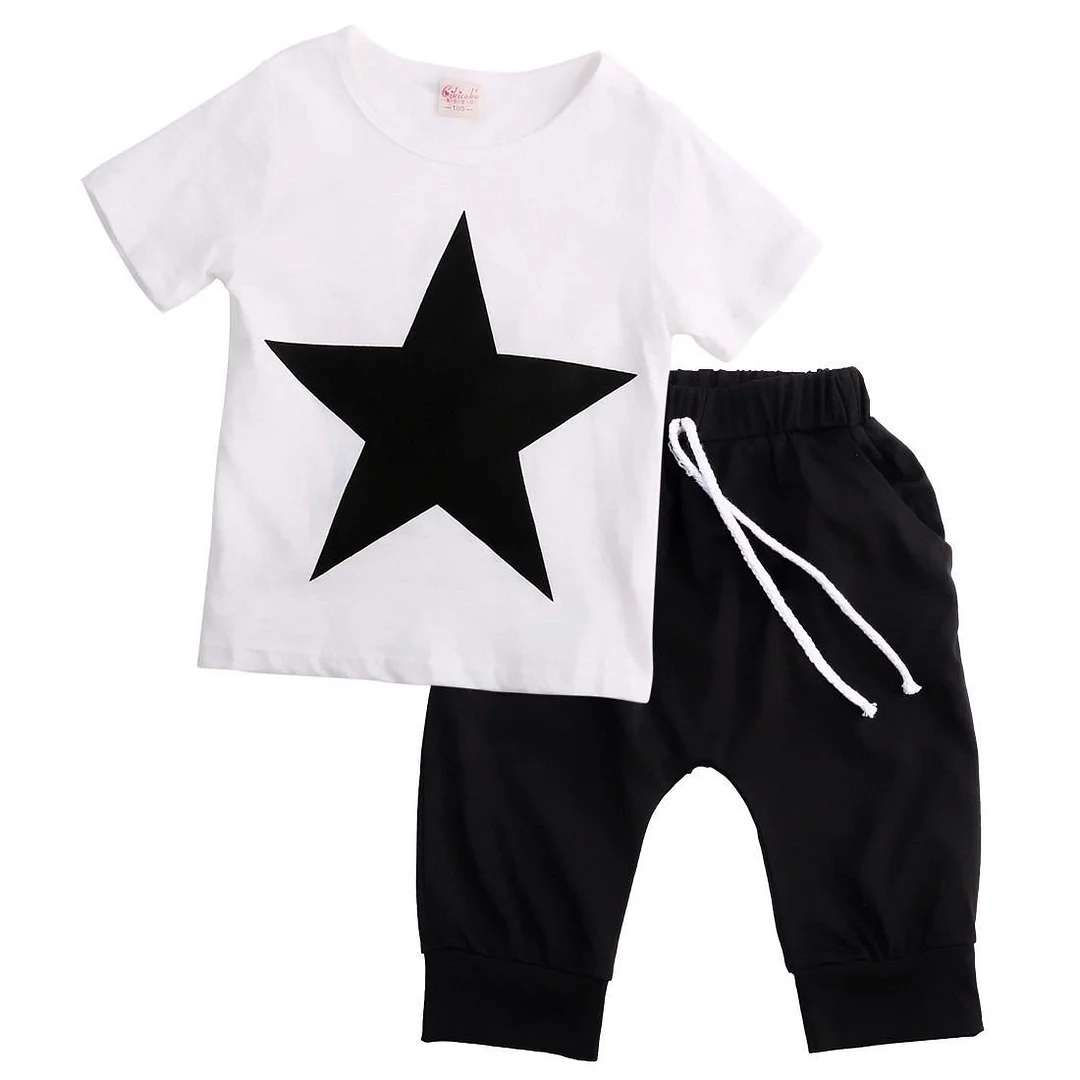 2017 Summer Toddler Kids Baby Boy Clothes Star T shirt Tops Harem Pants 2PCS Outfits Set Clothes 2-7T
