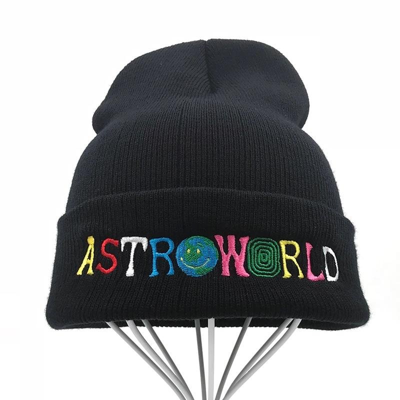Knitted Hat Warm Winter Unisex Astroworld Embroidery Beanie