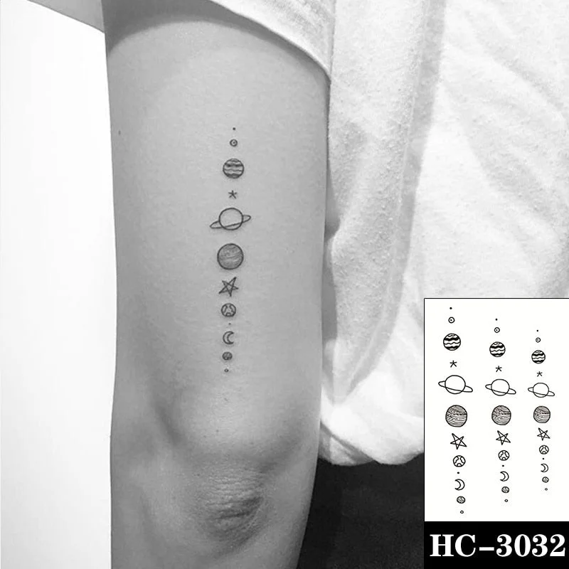 Waterproof Temporary Tattoo Sticker Cartoon Carousel Pattern Heart Moon Body Art Fake Tattoos Flash Tatoos Arm Ear for Men Women