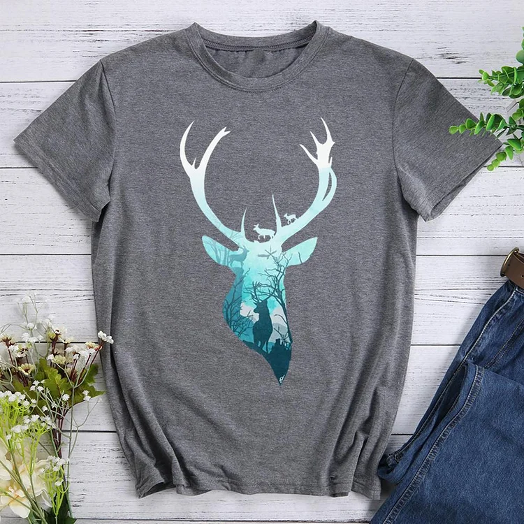 Deer Blue Winter  T-Shirt-613840-Annaletters