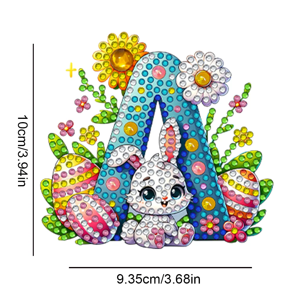 DIY PET Double Sided Special Shaped Easter Alphabet A Diamond Painting Keychain