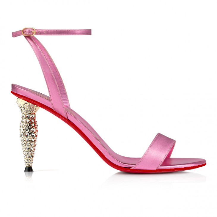 100mm Round Open Toe Ankle Strap High Heel Sandals Diamond Lipstick Tube Red Bottom Sandals-vocosishoes