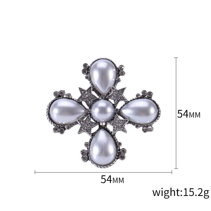 Pin Pearl Alloy Inlay Rhinestones Women’s Brooches