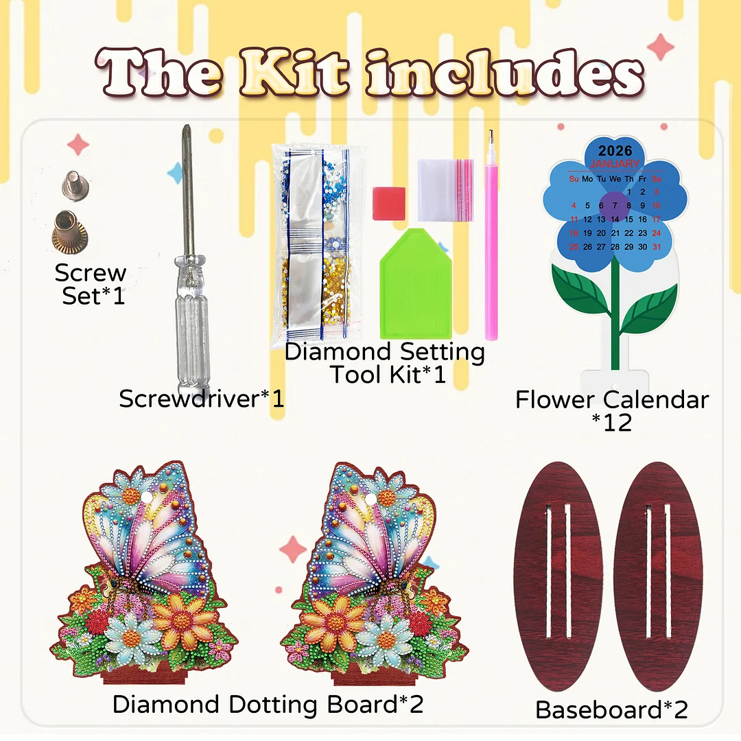 2026 Calendar DIY Diamond Painting Kit Wooden Diamond Painting Calendar