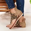 Women's Leopard Print Sandals Non-slip Flat Thong Sandals