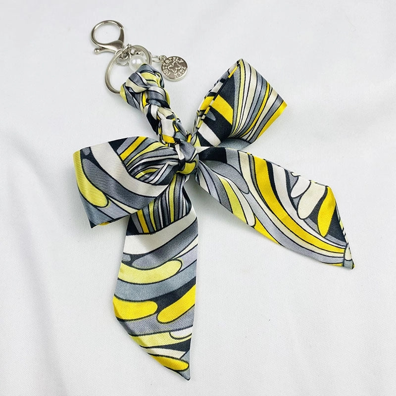 Sweet Minimalist Bow Knot Cloth Metal Unisex Bag Pendant Keychain