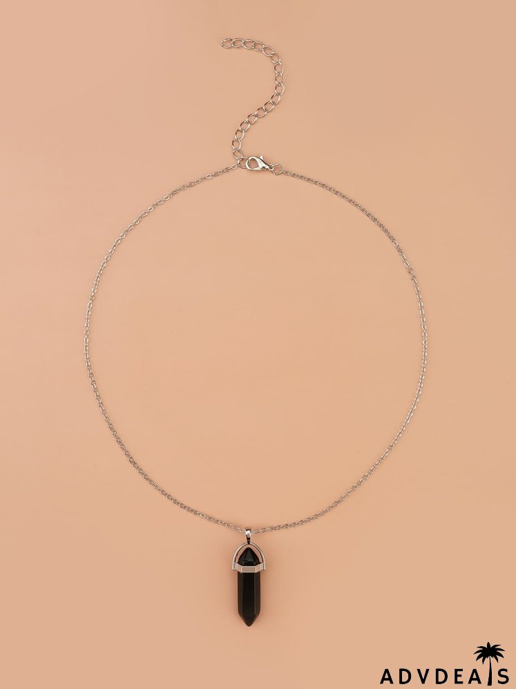 Geometric Stone Charm Necklace