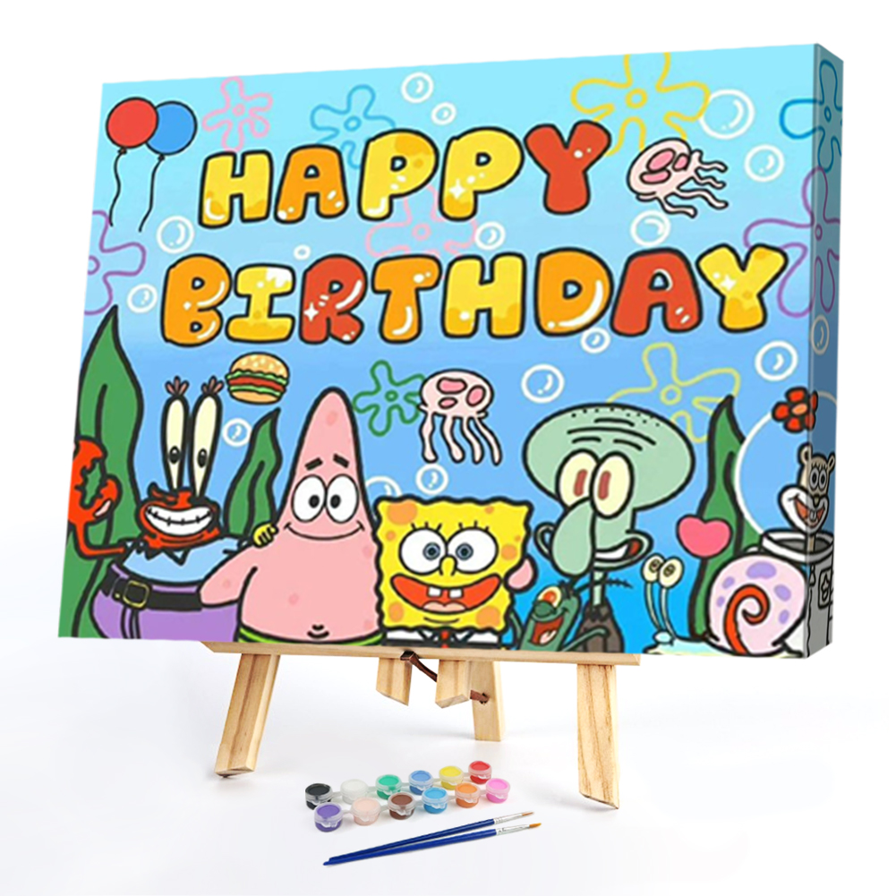 

40*30CM - Paint By Numbers - Happy Birthday Spongebob, 501 Original