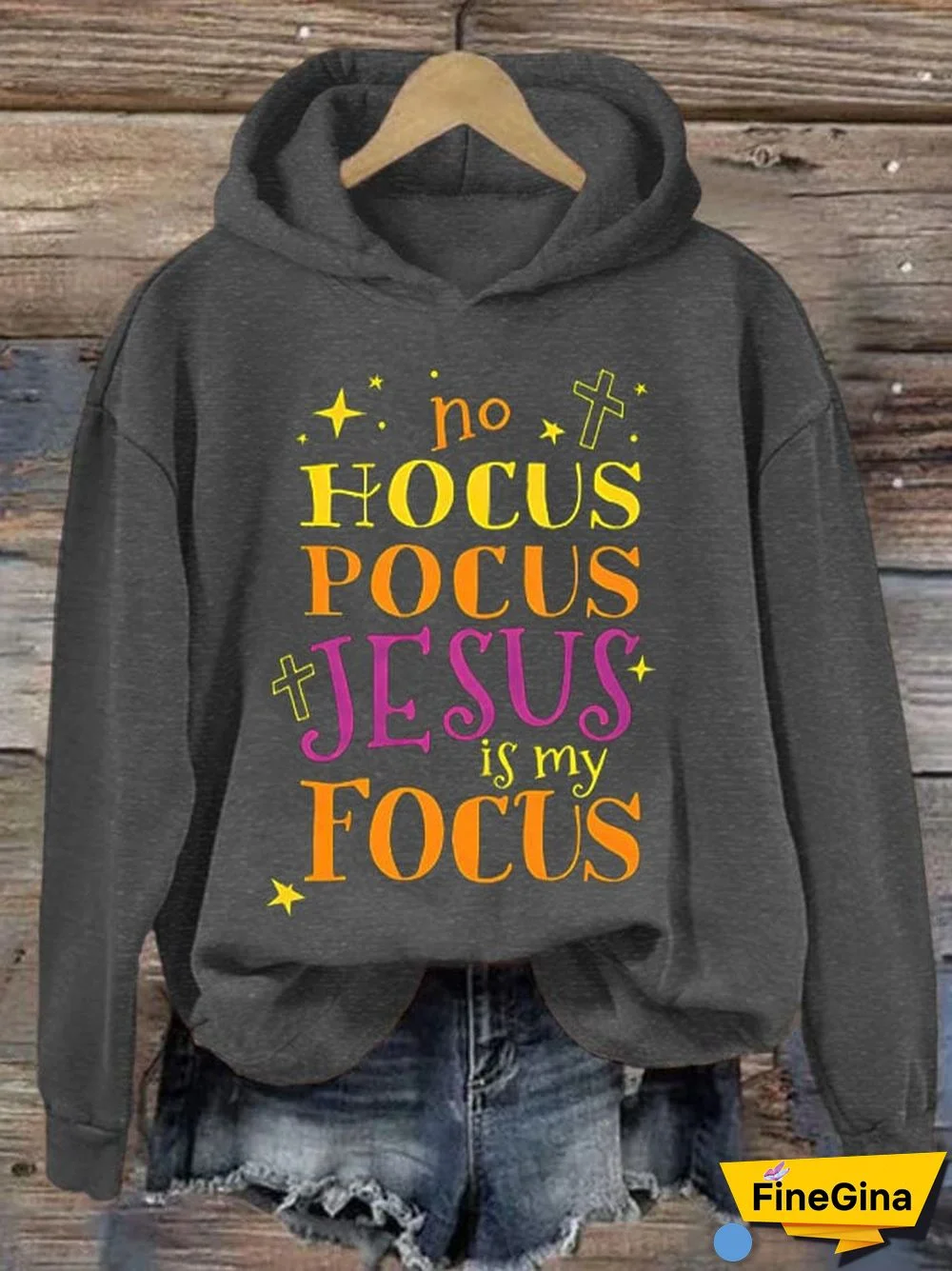 Women's No Hocus Pocus Jesus Is My Focus Halloween Hoodie