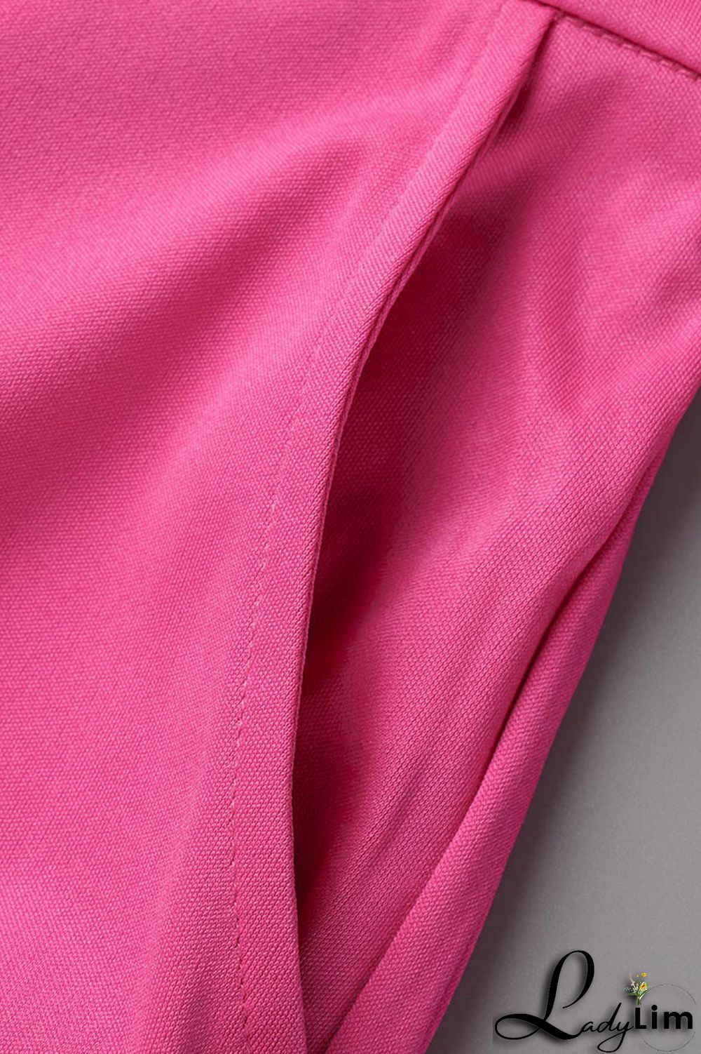 Rose Red Fashion Casual Solid Split Joint Regular High Waist Wide Leg Trousers