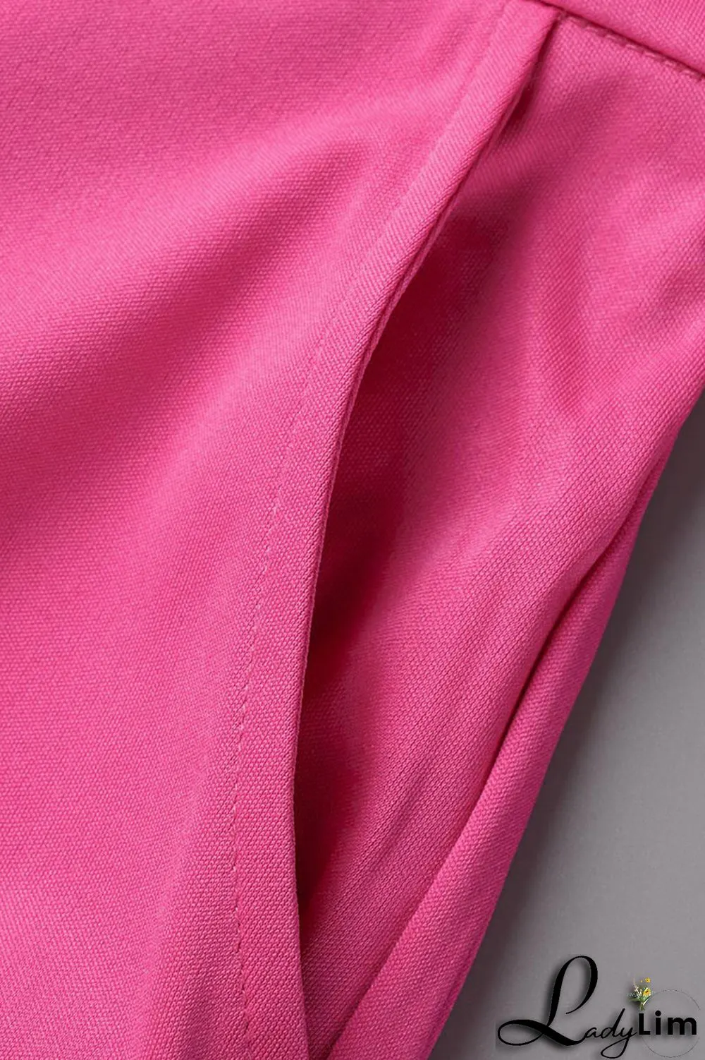 Rose Red Fashion Casual Solid Split Joint Regular High Waist Wide Leg Trousers