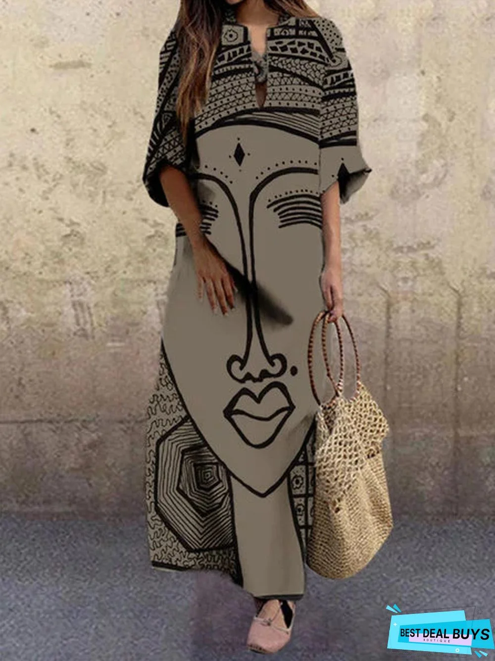 Women's Fashion Print Loose Plus Size Dress