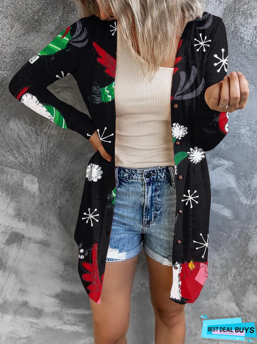 Casual Christmas Snowman Outerwear