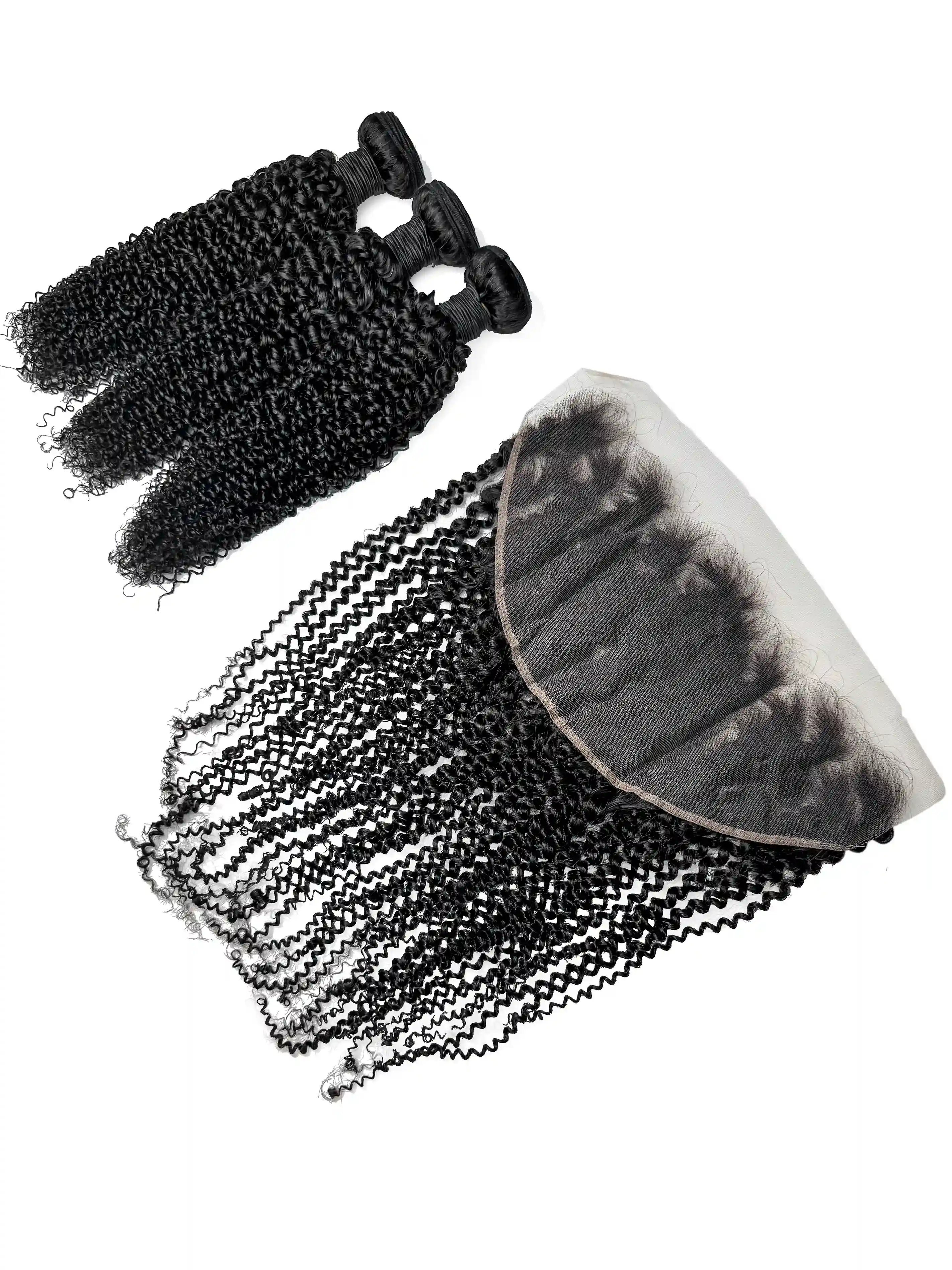 Kinky Curly 3PCS Bundles & 1PC 13x6 Lace Frontal | Transparent & HD Lace | 100% Human Hair | Top Virgin Hair