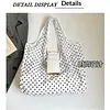 Polka Dot Nylon Storage Shoulder Bag with Key Ring Expandable Keychain Tote Bag Large Capacity Stylish Foldable Tote Handbag for Shopping Travel Commute