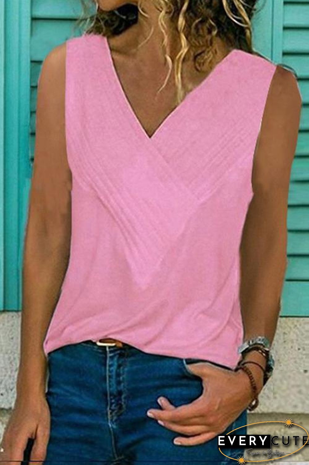 Basic V-Neck Sleeveless T-shirt