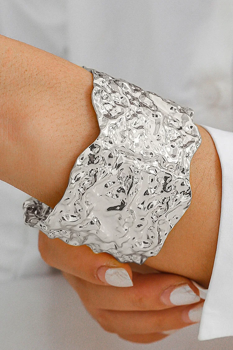 Fashion Sculptural Hammered Texture Adjustable Cuff Bracele 2024 - Xpluswear
