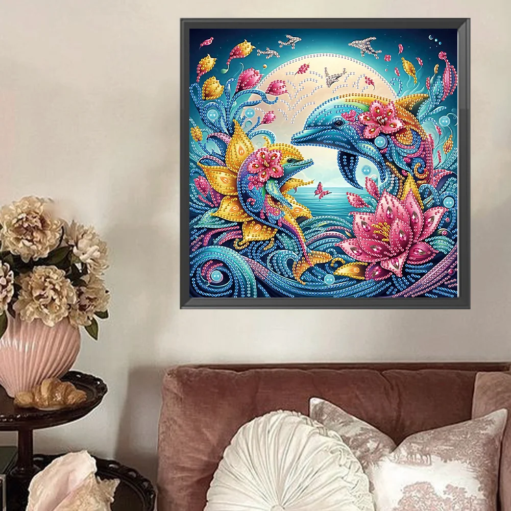 Diamond Painting - Partial Special Shaped Drill - Dolphin(Canvas|30*30cm)