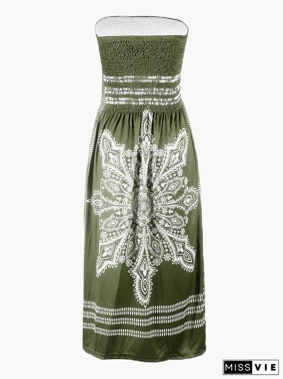 Women's Dresses Printed Tube Top Sleeveless Casual Dress