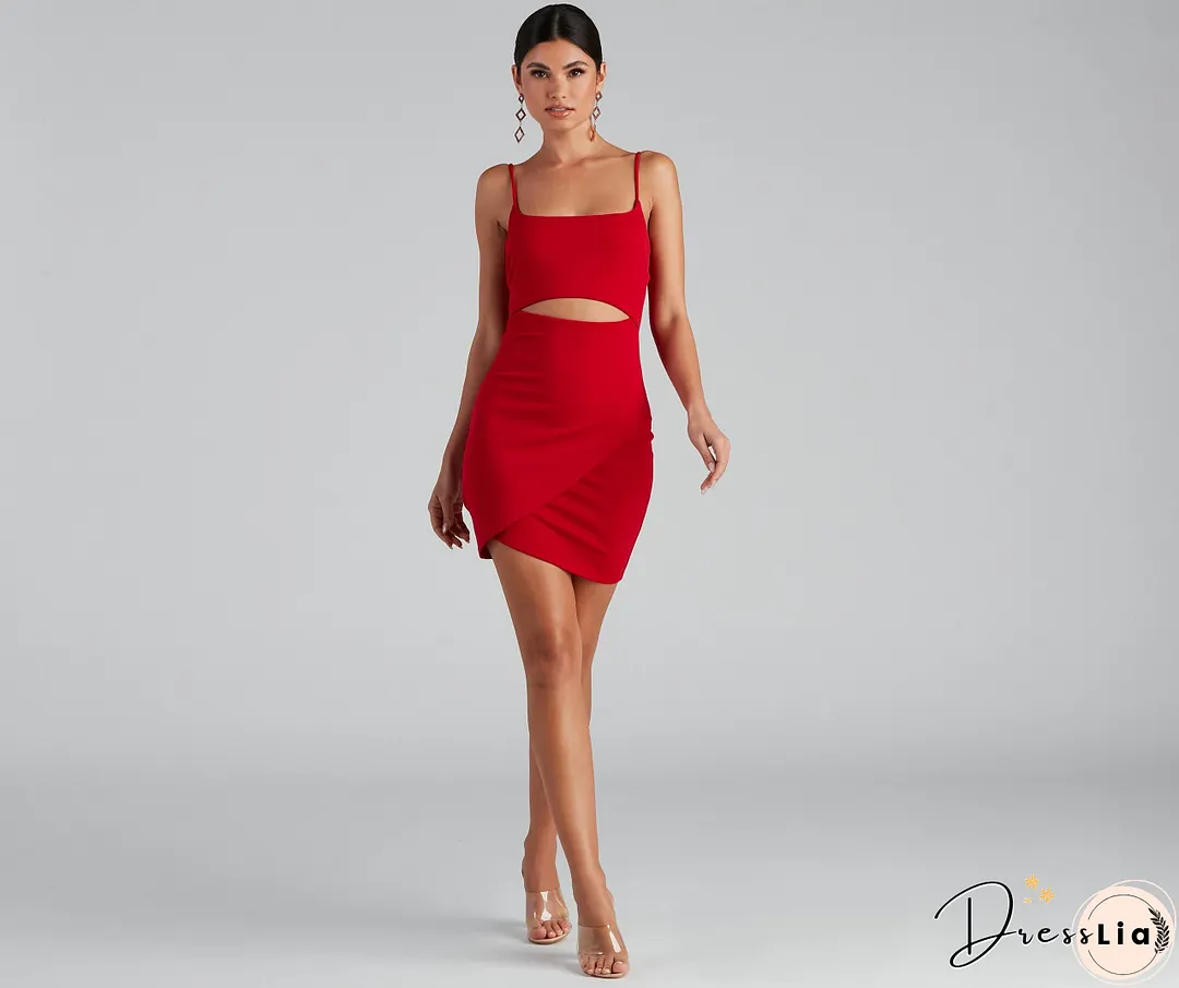 In The Club Charming Square Neck Cutout Dress