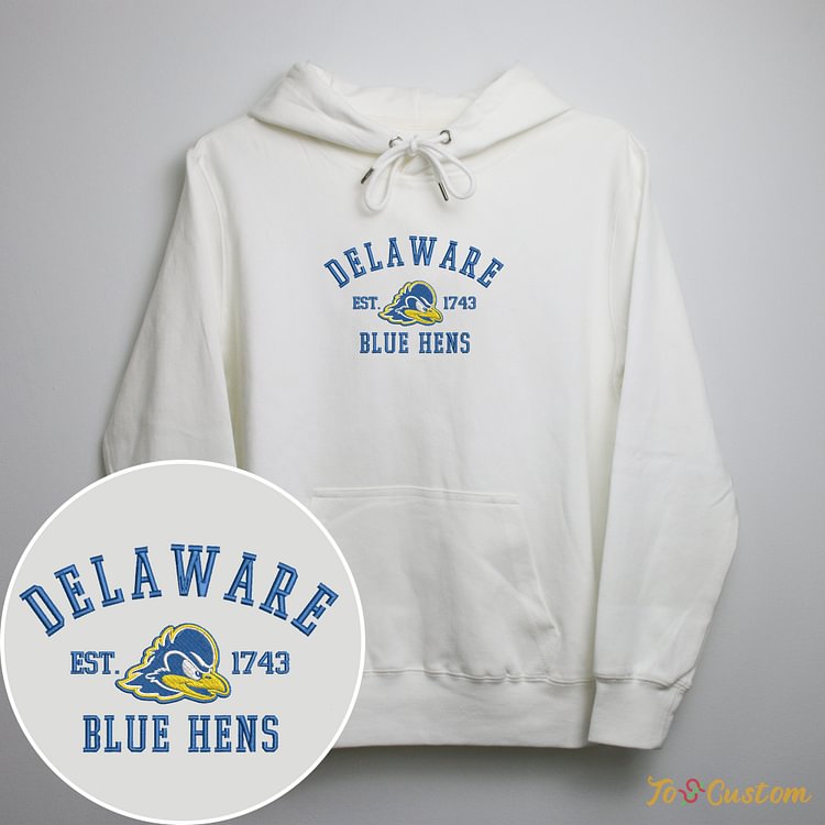 TOSCUSTOM™ Custom NCAA Delaware Blue Hens Embroidered Hoodies Blue Hen Sweatshirts