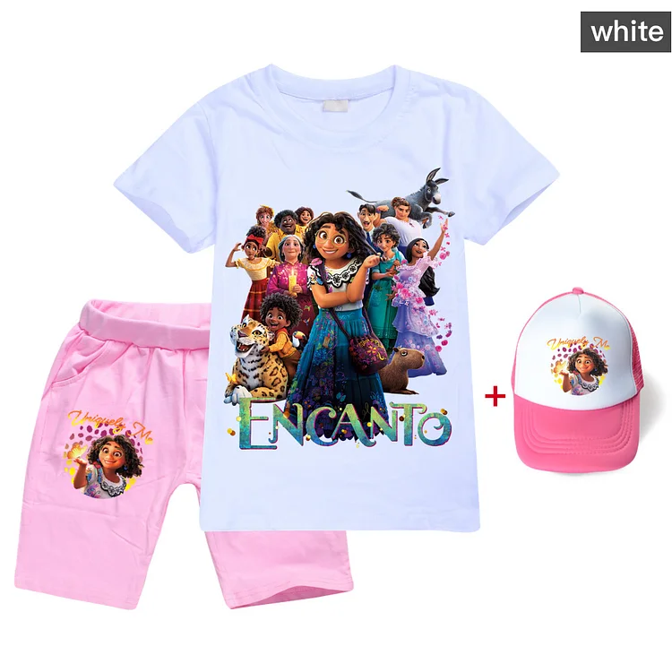 Mayoulove T-Shirt Suit For Child Round Collar Short Sleeve Without Fading Cotton Sports Spring/Fall T-Shirt With Shorts With Cap 1683-Mayoulove