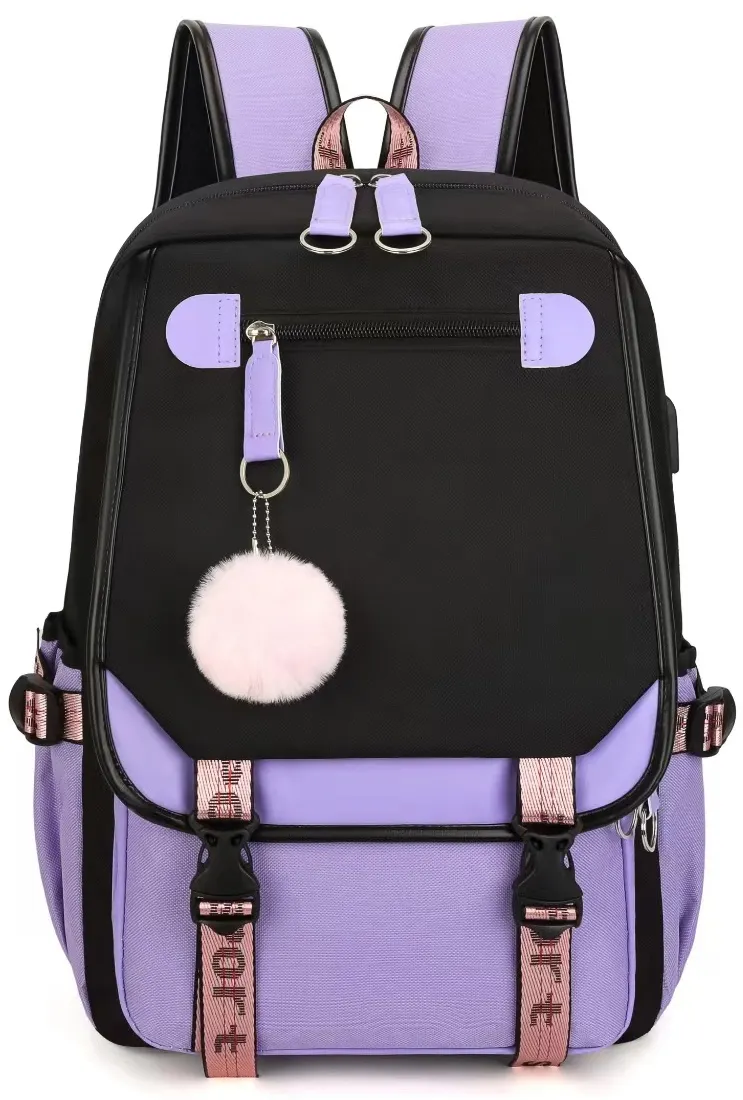  School Backpack Girls Bookbag, Heavy Duty Kids Backpack 21L Children Schoolbag Bookbag with USB Charge Port