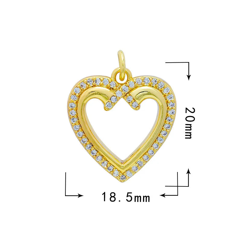 1 Piece 18*20.5mm 19*33mm Copper Zircon Star Moon Heart Shape Pendant