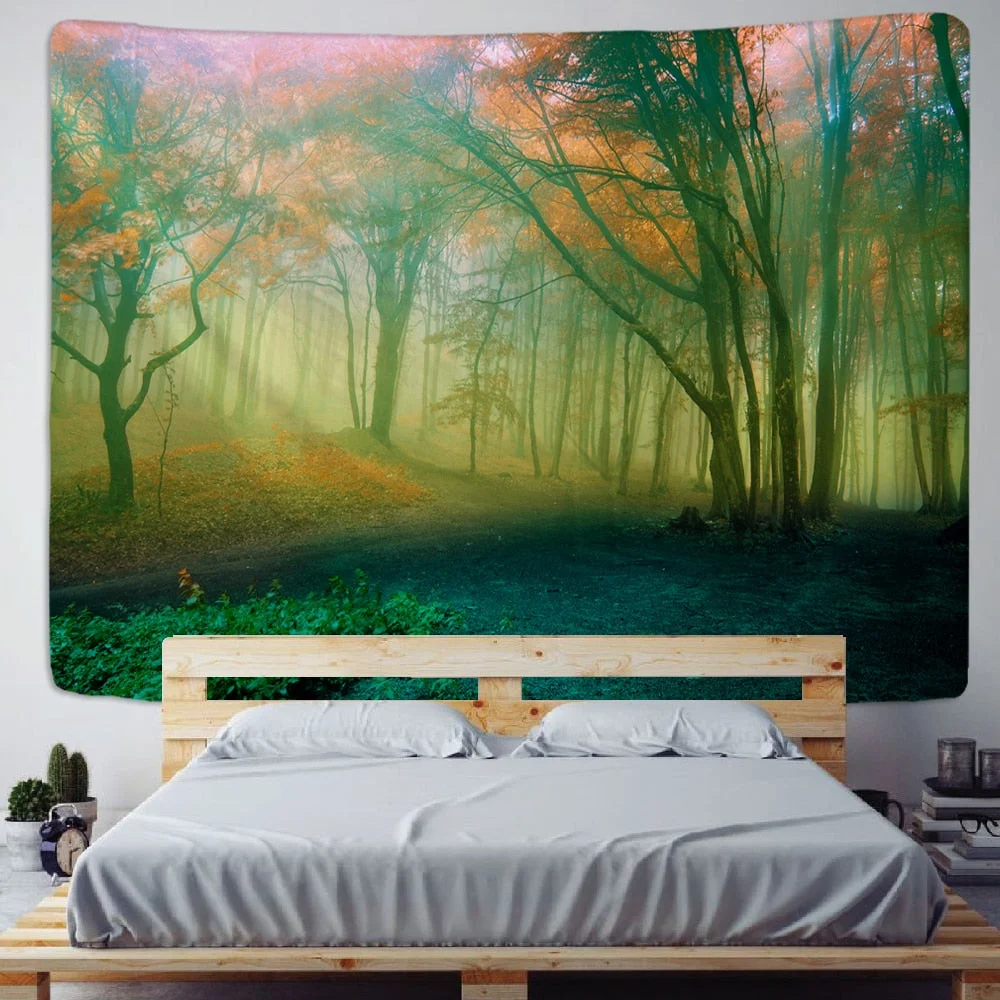 Hot Sale Forest Tapestry Woods Hanging Cloth River And Bridge Background Cloth Tapestry Home Decoration