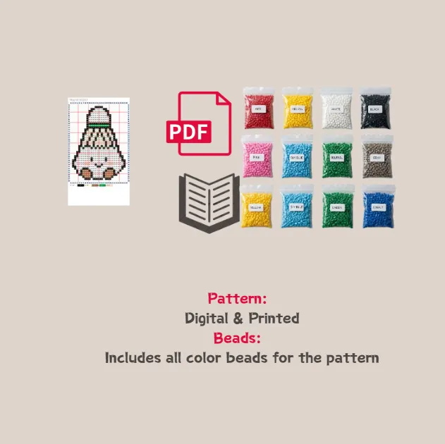 Badminton Pixel Pattern Fuse Bead Kit  | Cute DIY Fuse 641 Beads Set