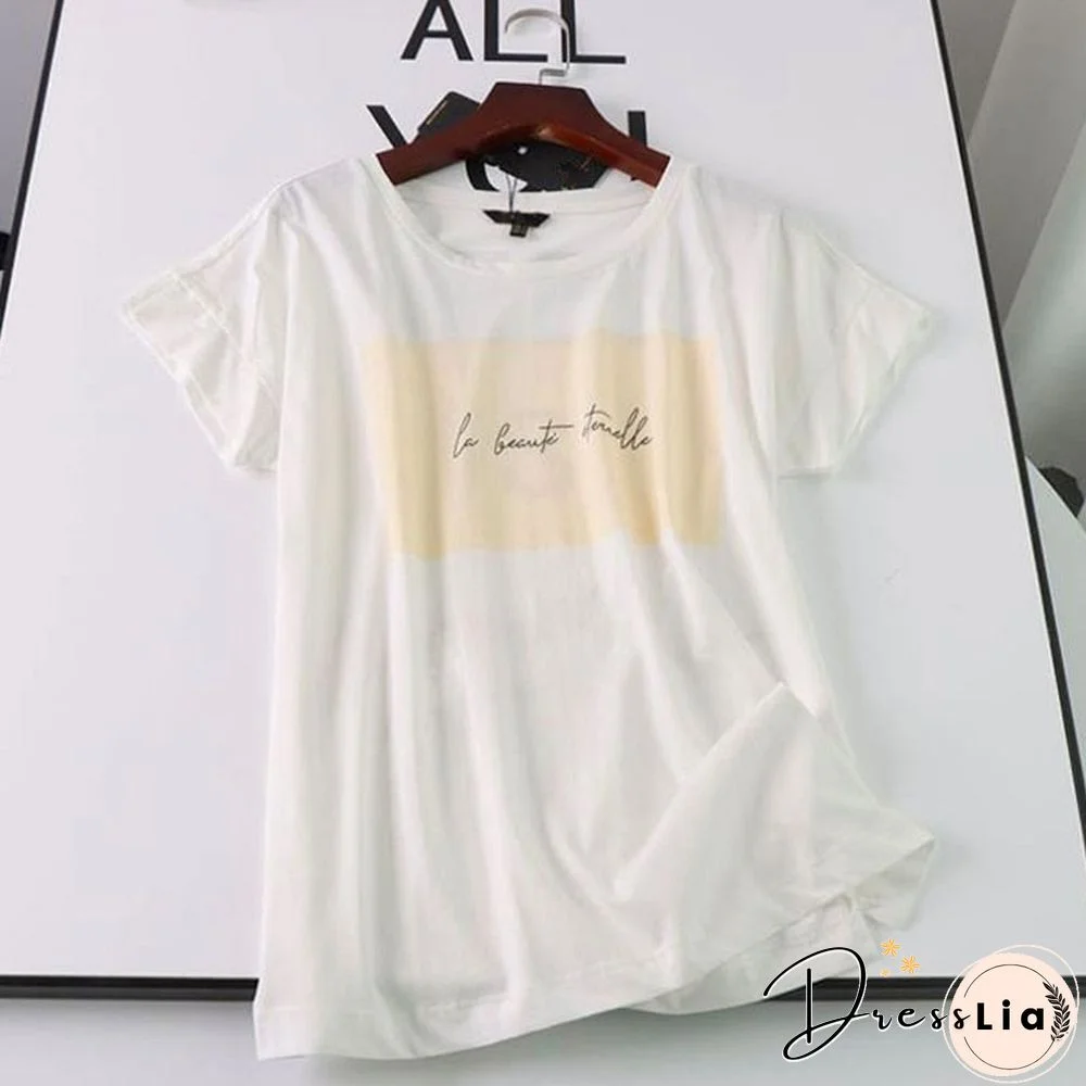 New Summer Fashion Harajuku Letter Print Cotton T-Shirt Women Casual White Tee Tops Ladies Camisetas Mujer