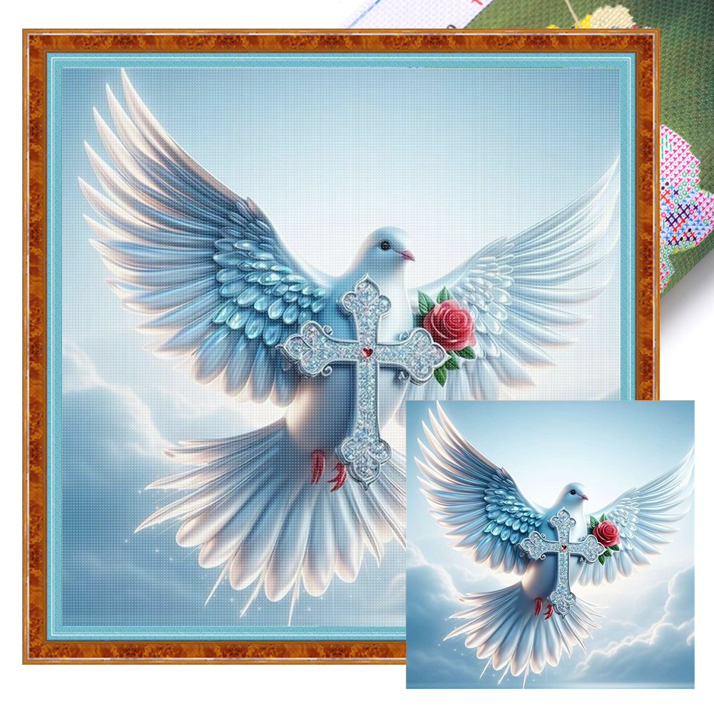 White Dove Cross Full 11CT Pre-stamped Canvas(40*40cm) Cross Stitch