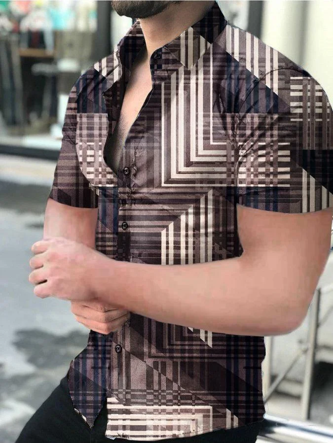 Men's Casual Printed Short-Sleeved Shirt02