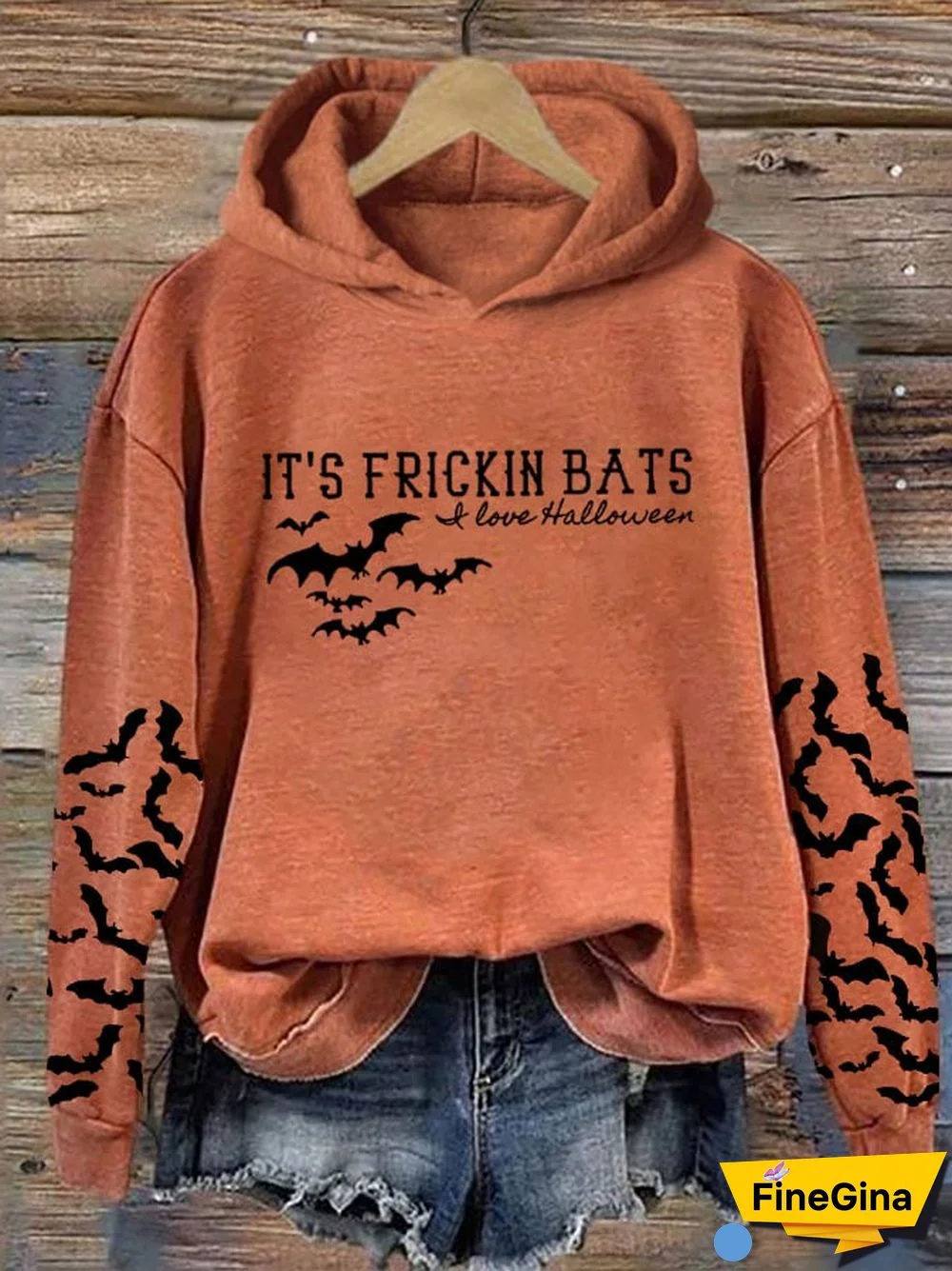 Women's It's Fricking Bats I Love Halloween Printed Hoodie